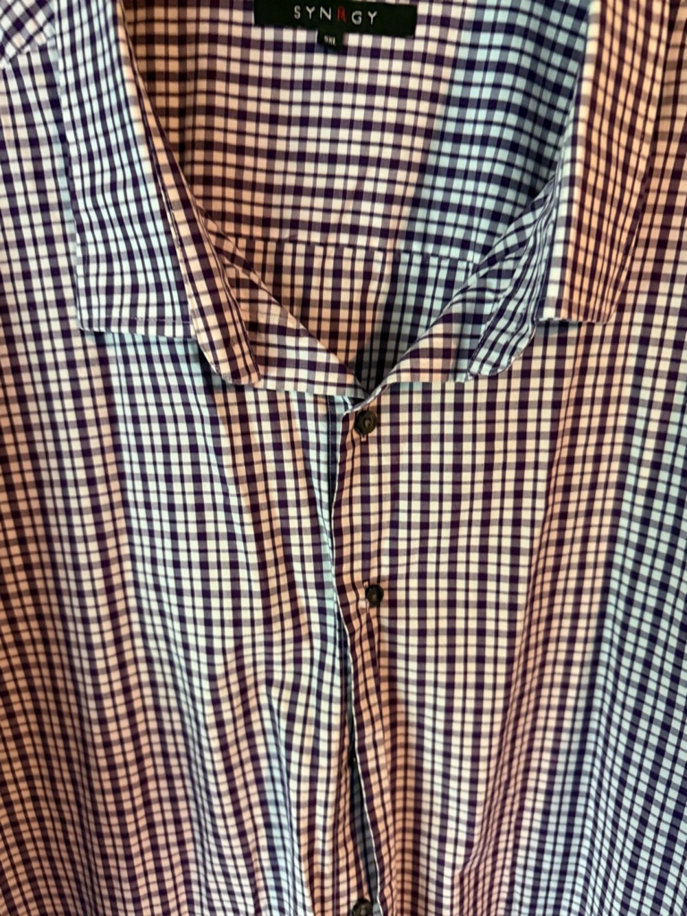 Synrgy Men's Purple Check Casual Button-Down Shirt